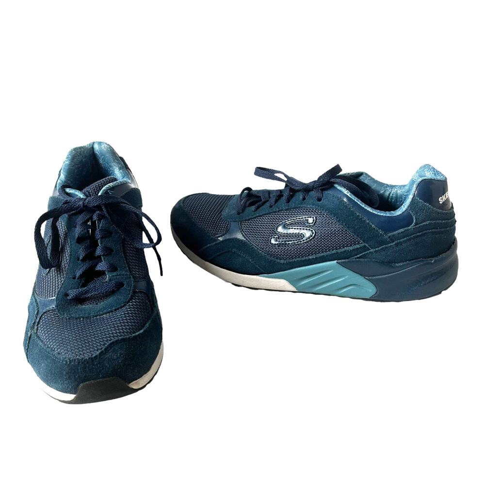 Skechers 611 Great Heights Womens Sneakers Size 7 Navy Memory Foam Air Cooled